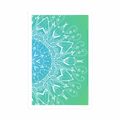 POSTER WHITE MANDALA ON A TEAL BACKGROUND - FENG SHUI - POSTERS