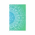 AFFICHE MANDALA BLANC SUR FOND BLEU SARCELLE - FENG SHUI - AFFICHES