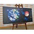 QUADRO PIANETA TERRA E LUNA ROSSA - QUADRI DELLO SPAZIO E DELLE STELLE - QUADRI