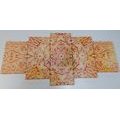 5-TEILIGES WANDBILD GOLDENES ETHNISCHES MANDALA - BILDER MIT FENG SHUI-MOTIVEN - BILDER