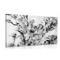 CANVAS PRINT PAINTED SUMMER FLOWERS IN BLACK AND WHITE - BLACK AND WHITE PICTURES - PICTURES