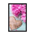 POSTER PEONIES AND BIRCH HEARTS - LOVE - POSTERS