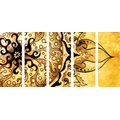 5-PIECE CANVAS PRINT MANDALA WITH A VINTAGE TOUCH - PICTURES FENG SHUI - PICTURES