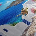 TABLEAU SUR TOILE – RUELLE EN BORD DE MER AUX FLEURS ROSES - TABLEAUX DE LA MER ET DE LA PLAGE - TABLEAUX