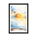 POSTER MIT PASSEPARTOUT STRAHLENDER SONNENUNTERGANG AM MEER - NATUR - POSTER