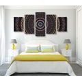 5-PIECE CANVAS PRINT MANDALA WITH A SUN PATTERN IN SHADES OF PURPLE - PICTURES FENG SHUI - PICTURES