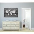 CANVAS PRINT MAP WITH A WOODEN BACKGROUND - PICTURES OF MAPS - PICTURES