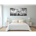 5-PIECE CANVAS PRINT BLACK AND WHITE TREE COVERED IN CLOUDS - BLACK AND WHITE PICTURES - PICTURES