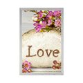 AFFICHE AVEC MONTURE L'INSCRIPTION &QUOT;LOVE&QUOT; SUR UNE PIERRE - AMOUR - AFFICHES