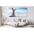 CANVAS PRINT BALANCE OF STONES AND A BUTTERFLY - PICTURES FENG SHUI - PICTURES