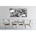 CANVAS PRINT PAINTING OF FLOWERS IN BLACK AND WHITE - BLACK AND WHITE PICTURES - PICTURES