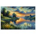 OBRAZ ZÁPAD SLUNCE NAD JEZEREM - OBRAZY JEZERA - OBRAZY