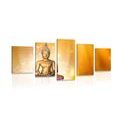 TABLOU 5-PIESE STATUIE BUDDHA PE O FLOARE DE LOTUS - TABLOURI FENG SHUI - TABLOURI