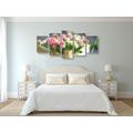 5-PIECE CANVAS PRINT DELICATE FLORAL COMPOSITION - STILL LIFE PICTURES - PICTURES