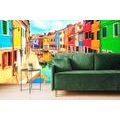 WALL MURAL PASTEL HOUSES IN A SMALL TOWN - WALLPAPERS CITIES - WALLPAPERS