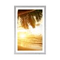 POSTER MIT PASSEPARTOUT SONNENAUFGANG AM KARIBISCHEN STRAND - NATUR - POSTER