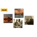 CANVAS PRINT SET INDUSTRIAL CITY WITH AN ABSTRACTION - SET OF PICTURES - PICTURES