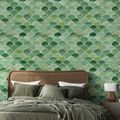 SAMOLEPÍCÍ TAPETA ZELENÉ GEOMETRICKÉ OBLOUKY - VZOROVANÉ TAPETY - TAPETY