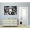 CANVAS PRINT BUDDHA ON AN EXOTIC BACKGROUND IN BLACK AND WHITE - BLACK AND WHITE PICTURES - PICTURES