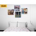 CANVAS PRINT SET CITIES WITH OIL PAINTING IMITATION - SET OF PICTURES - PICTURES