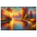 OBRAZ PODZIMNÍ ŘEKA PŘI ZÁPADU SLUNCE - OBRAZY VÝCHOD A ZÁPAD SLUNCE - OBRAZY