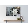 CANVAS PRINT STATUES OF ANGELS ON A BENCH - PICTURES OF ANGELS - PICTURES