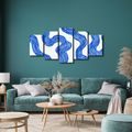 TABLEAU EN 5 PARTIES – LIGNES ONDULÉES BLEUES - IMAGES FORMES ABSTRAITES - TABLEAUX