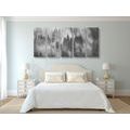 5-PIECE CANVAS PRINT MOUNTAINS IN THE FOG IN BLACK AND WHITE - BLACK AND WHITE PICTURES - PICTURES