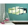 5-PIECE CANVAS PRINT ABSTRACT MATERIAL PATTERN GREEN - ABSTRACT PICTURES - PICTURES