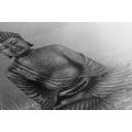 WANDBILD BUDDHA-STATUE IN MEDITIERENDER POSITION IN SCHWARZ-WEISS - SCHWARZ-WEISSE BILDER - BILDER