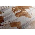 CANVAS PRINT MAP OUTLINE ON A WOODEN BASE - PICTURES OF MAPS - PICTURES