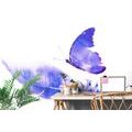 SELF ADHESIVE WALLPAPER FEATHER WITH A BUTTERFLY IN PURPLE DESIGN - SELF-ADHESIVE WALLPAPERS - WALLPAPERS