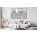 DECORATIVE PINBOARD CLASSIC WORLD MAP IN BLACK AND WHITE - PICTURES ON CORK - PICTURES