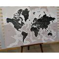 CANVAS PRINT MODERN BLACK AND WHITE MAP - PICTURES OF MAPS - PICTURES