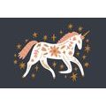 CANVAS PRINT FAIRY-TALE UNICORN WITH A FOLKLORE TOUCH - CHILDRENS PICTURES - PICTURES