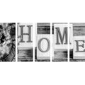 5-PIECE CANVAS PRINT LETTERS HOME IN BLACK AND WHITE - BLACK AND WHITE PICTURES - PICTURES