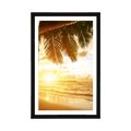 POSTER MIT PASSEPARTOUT SONNENAUFGANG AM KARIBISCHEN STRAND - NATUR - POSTER