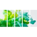 5-PIECE CANVAS PRINT INK IN A GREEN SHADE - ABSTRACT PICTURES - PICTURES
