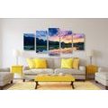 IMPRESSION SUR TOILE EN 5 PARTIES COUCHER DE SOLEIL ROMANTIQUE DANS LES MONTAGNES - IMPRESSION SUR TOILE DE NATURE ET PAYSAGE - IMPRESSION SUR TOILE