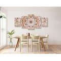 5-TEILIGES WANDBILD ABSTRAKTES ETHNISCHES MANDALA - BILDER MIT FENG SHUI-MOTIVEN - BILDER