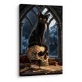 WANDBILD GEHEIMNISVOLLE KATZE IM GOTISCHEN STIL - HALLOWEEN- UND HORROR-BILDER - BILDER
