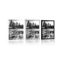 POSTER LAKE IN BEAUTIFUL NATURE IN BLACK AND WHITE - BLACK AND WHITE - POSTERS