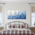 TABLEAU EN 5 PARTIES – ABSTRACTION BLEUE EN APLATS - IMAGES FORMES ABSTRAITES - TABLEAUX
