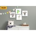 CANVAS PRINT SET CUTE ANIMALS WITH FEATHERS - SET OF PICTURES - PICTURES