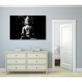 CANVAS PRINT BUDDHA STATUE IN BLACK AND WHITE - BLACK AND WHITE PICTURES - PICTURES