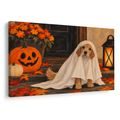 QUADRO SU TELA – CAGNOLINO FANTASMA CON ZUCCA - QUADRI HALLOWEEN E HORROR - STAMPE E QUADRI