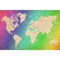 CANVAS PRINT PASTEL WORLD MAP - PICTURES OF MAPS - PICTURES