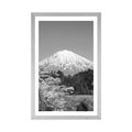 AFFICHE AVEC MONTURE LE DU MONT FUJI EN NOIR ET BLANC - NOIR ET BLANC - AFFICHES