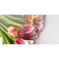 WANDBILD BLUMENSTRAUSS AUS BUNTEN TULPEN - BILDER BLUMEN - BILDER