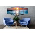 5-PIECE CANVAS PRINT SUN OVER THE SEA - PICTURES OF NATURE AND LANDSCAPE - PICTURES